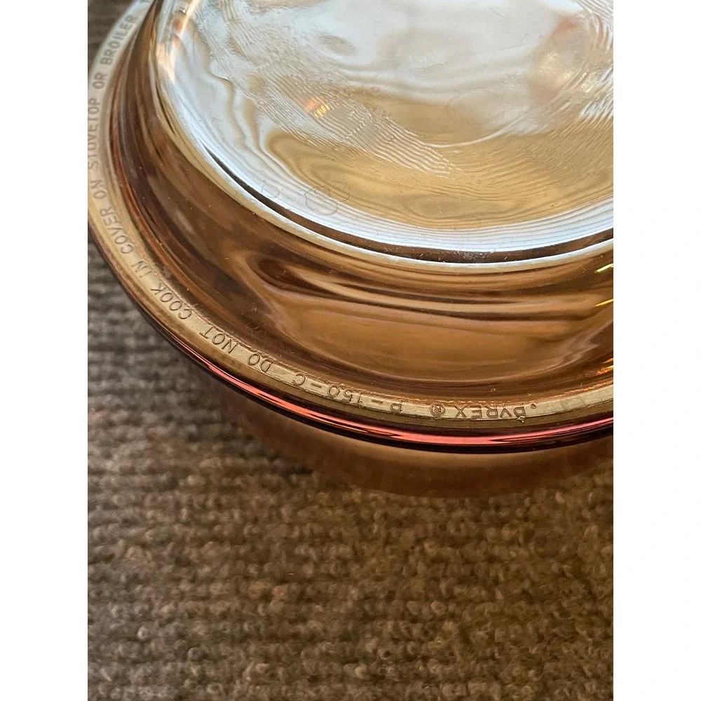 Corning Vision Amber Glass Grab-It Bowl with Lid V-150-B USA Vintage Cookware